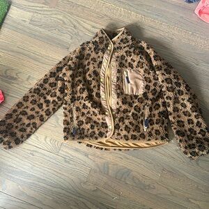 Jcrew Crewcuts leopard Sherpa fleece jacket- barely worn